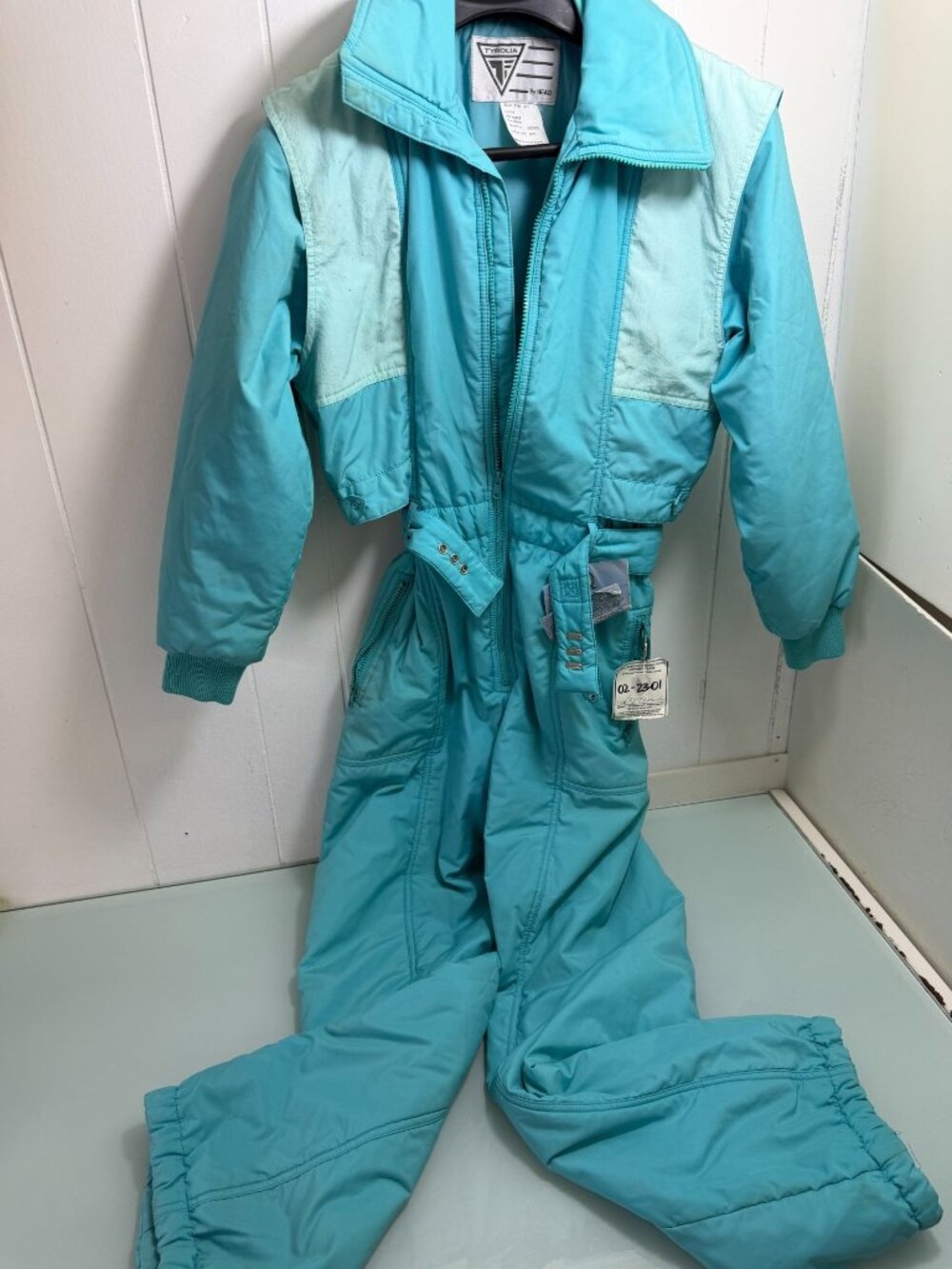 Tyrolia Womens Ski Suit Vintage Small S Snow Jacket Bib Turquoise Blue Retro 80s